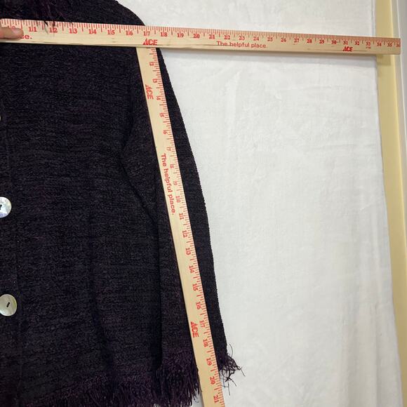 Vintage Avalin Knit Fringe Purple Button Cardigan‎ Sweater 90s Witchy Whimsygoth - Picture 7 of 8